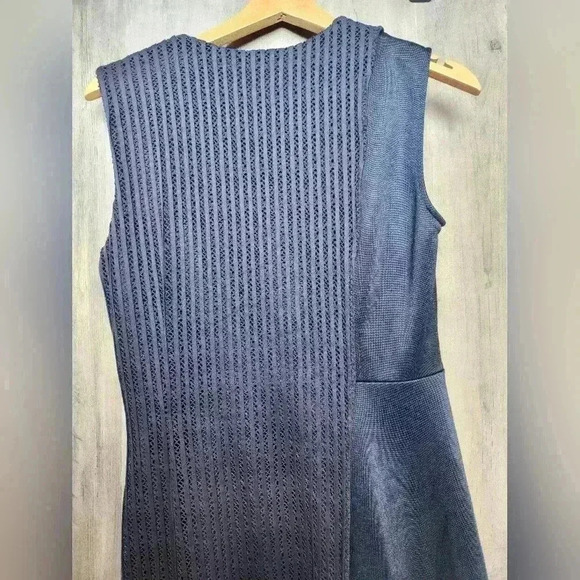 SANDRO Paris Ready Knitted-Panel Jersey Mini Dress Navy Blue Women's Size 8 US - Picture 11 of 15